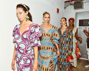 A photo of models wearing Lola Elan's collection at New York Fashion Week