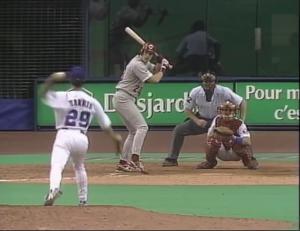 September 28, 1995, Greg A. Harris a right-handed pitcher, threw left-handed to two batters giving him the title of the first ambidextrous pitcher to pitch in a Major League game in more than 100 years.