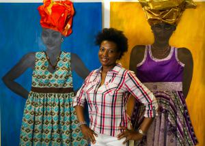 Master Artist Evelyn Adams with her most recent works.