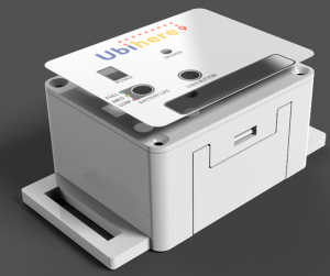 Ubihere's Ubitrax tag rendering that provides accuracy of location both indoors and outdoors. Easily attached and removed. The next generation of RTLS.