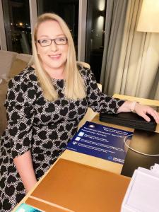 Nichola Venables CEO of NBDB, woman sat at desk