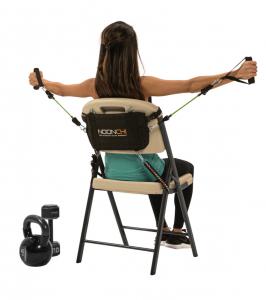 A proven workout system ups the ante on home or office furniture by turning any chair into a gym in seconds.