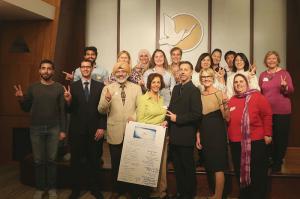 vReligious leaders unite in support of tolerance and peace.